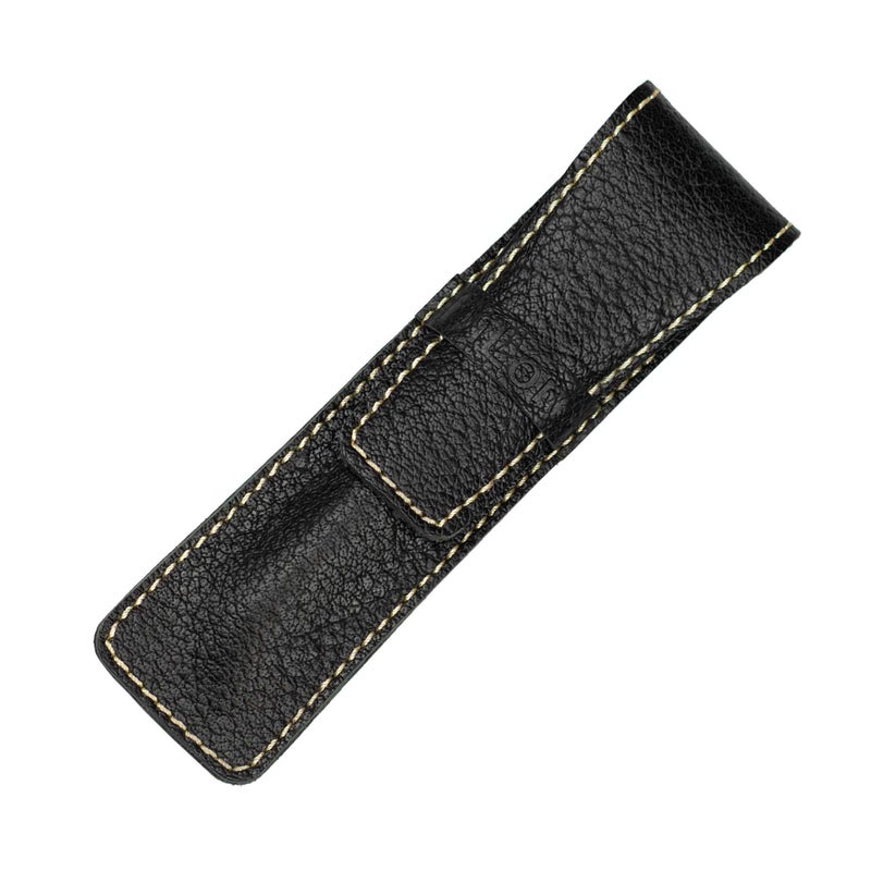 DiLoro Full Grain Thick Buffalo Leather Single Pen Pencil Case Holder Sleeve Black - Image 1